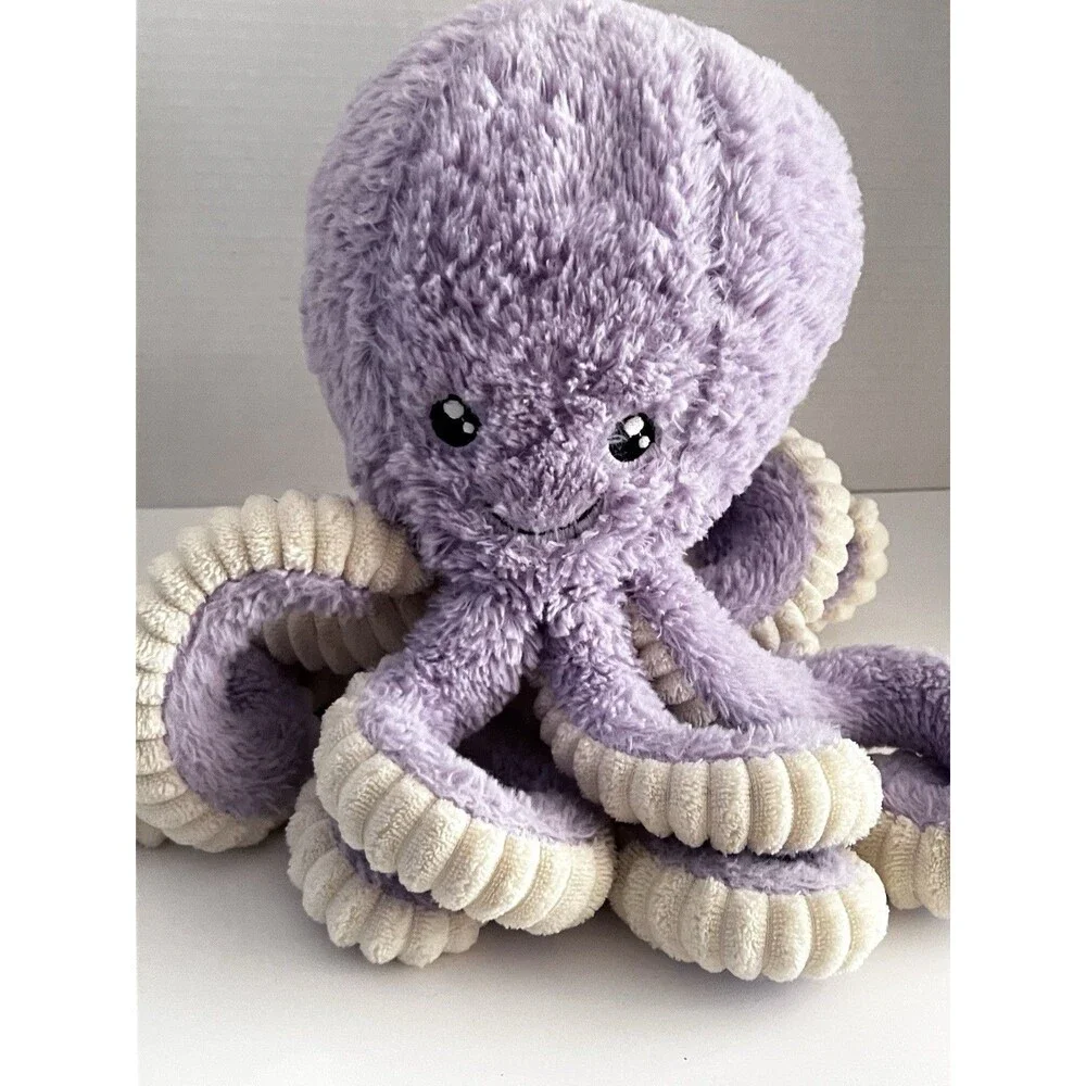 Octopus Plush Stuffed Animal Purple/Violet Ribbed Tentacles Sealife Beach Kawaii